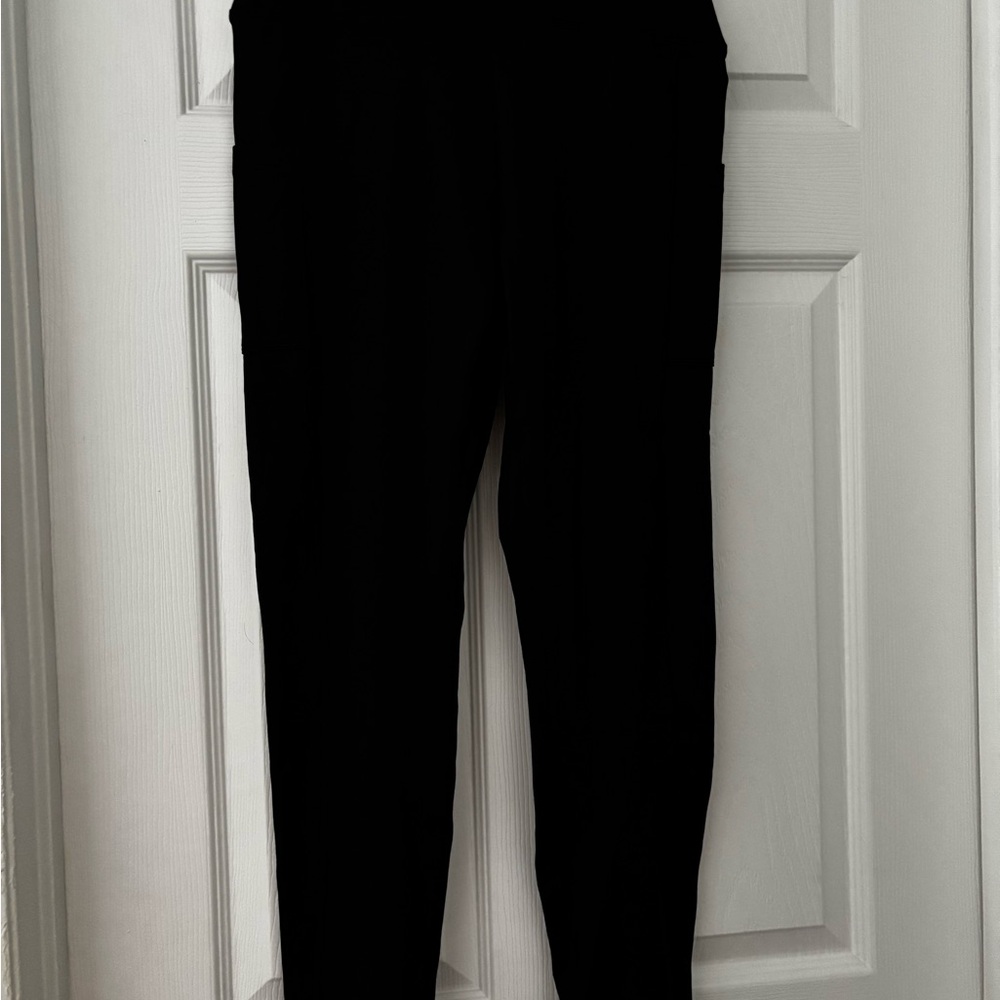 LARGE Women's Black Leggings - PINK